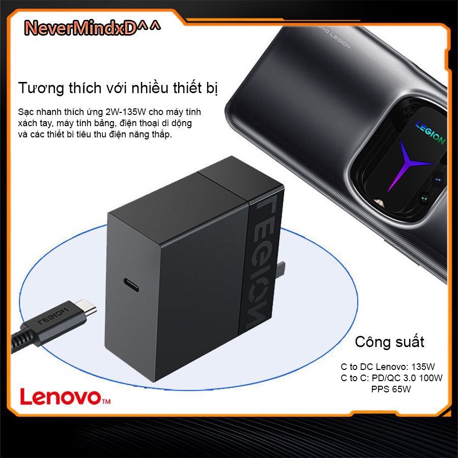 Bộ sạc Lenovo Legion 135W / C135 USB-C GaN
