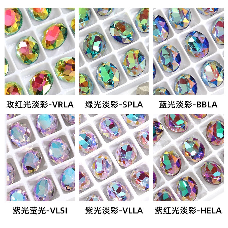 Mũi Khoan Kính Hình Oval K9 Tráng Men Đáy Nhọn Trang Trí Móng Tay Chất Lượng Cao DIY Mới