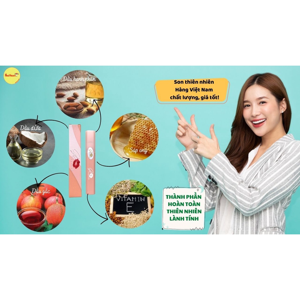 Son Môi Cho Bà Bầu Không Chì Thiên Nhiên Siêu Lì Dưỡng Ẩm Môi HEALTHCARE An Toàn Nhiều Màu Thời Trang Hot 5g