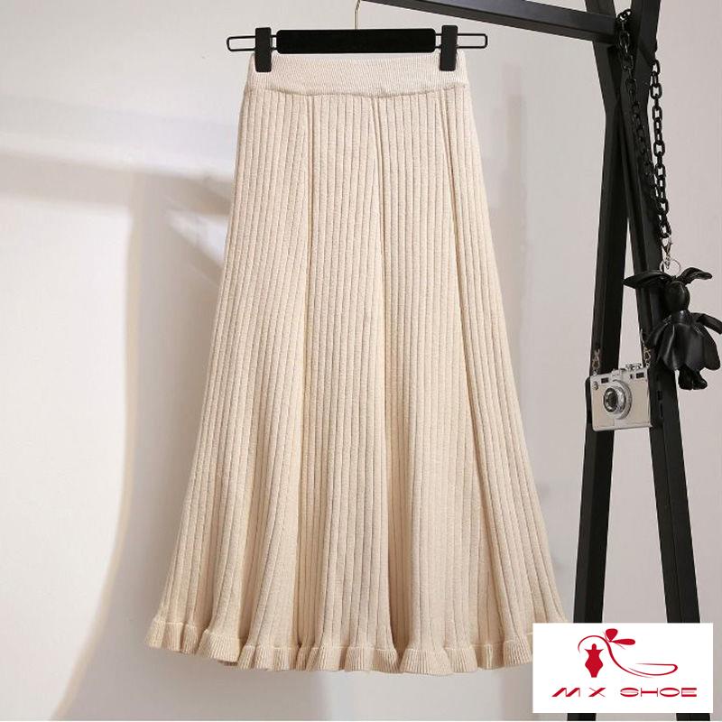 Chân Váy Len Dáng Chữ a Lưng Cao Phối Bèo Phong Cách Hàn Quốc Thời Trang Thu Đông 2022 Mới