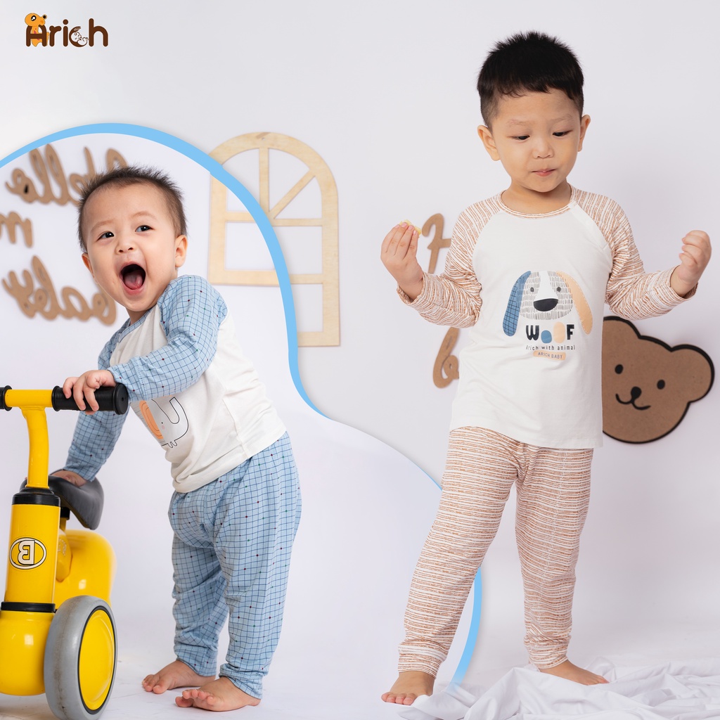 Bộ dài cài chéo phối hình in đáng yêu Arich