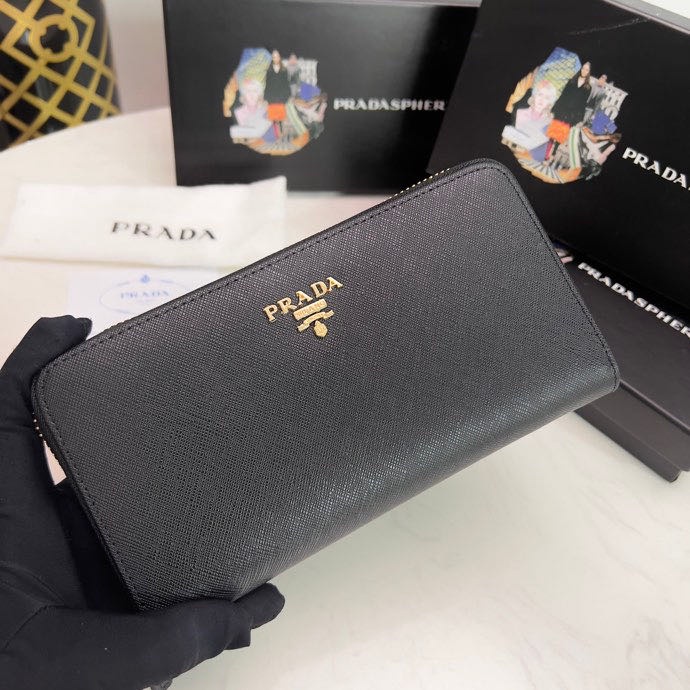 100% chính hãng Prada Lady dài Wallet Zipper Wallet