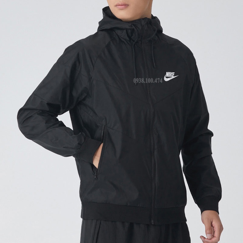 Áo khoác nam Nike chính hãng màu đen có mũ trùm đầu vải dù cao cấp DC4113-010