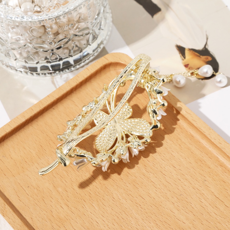 Kẹp Tóc Kim Loại Hình Hoa Bướm Đính Ngọc Trai Phong Cách Hàn Quốc Mới