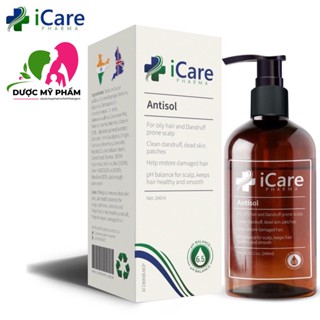 Dầu Gội iCare Pharma Antisol dược liệu pH 6.5 làm sạch gàu, giảm ngứa và bết tóc 240ml