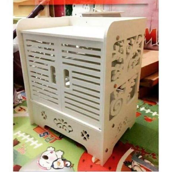 Tủ gỗ đầu giường chữ nhật cắt cnc nan thoáng 2 cánh - đồ nội thất - nội thất phòng ngủ - kệ - tủ -FUJIKA