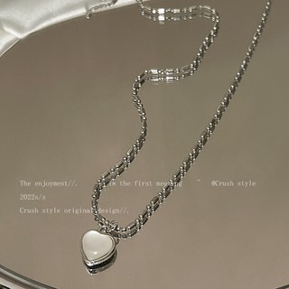 Vòng cổ Mạ Bạc Mặt Trái Tim Đính Đá Pha Lê
