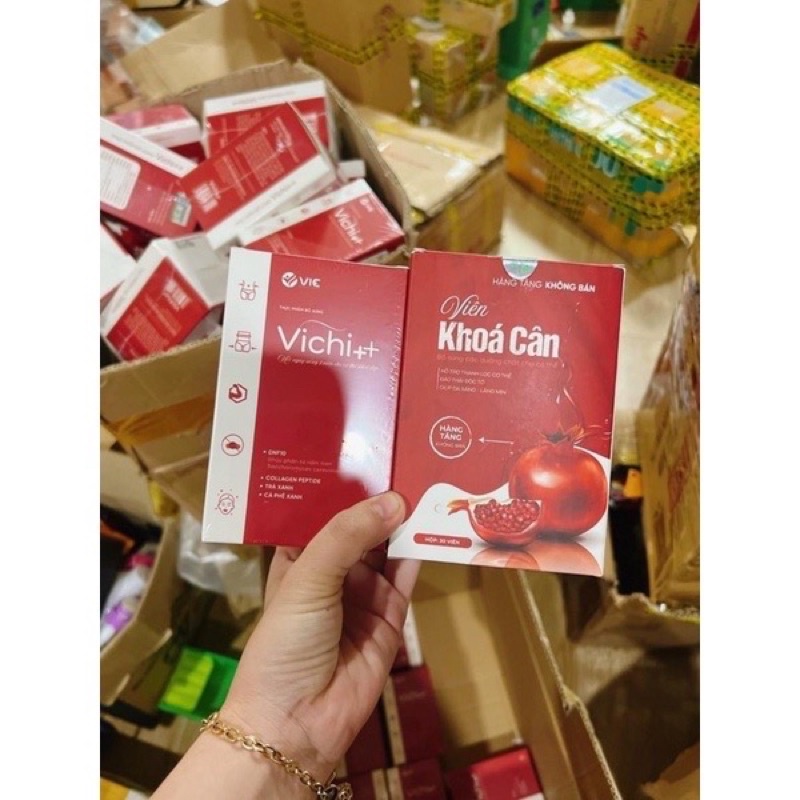 Giảm cân Vichi+ hộp 30 ngày tặng kèm 30v Viên khoá 7-10 cân chuyên trị cơ địa chai lờn