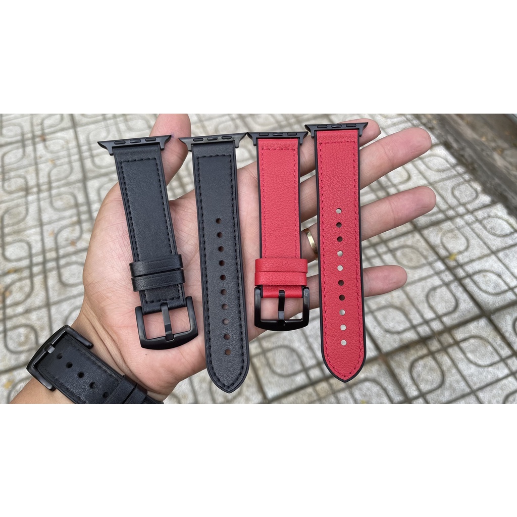 Dây da sáp dầu Vintage cao cấp 40/44/38/42mm kèm hộp gỗ cho Apple watch Series 7 6 SE 5 4 3 2 41mm 45mm