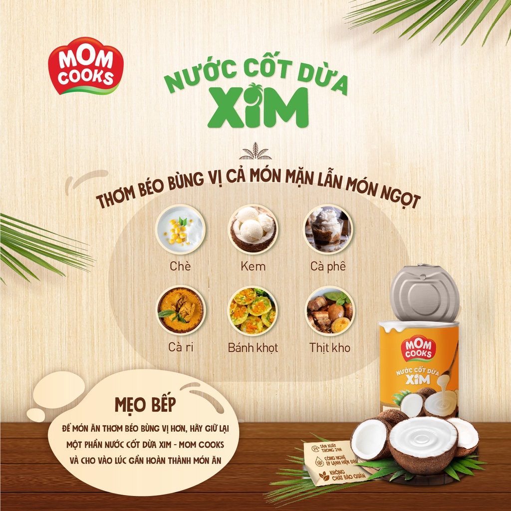 Combo 6 lon Nước Cốt Dừa Mom Cooks 400ml/lon