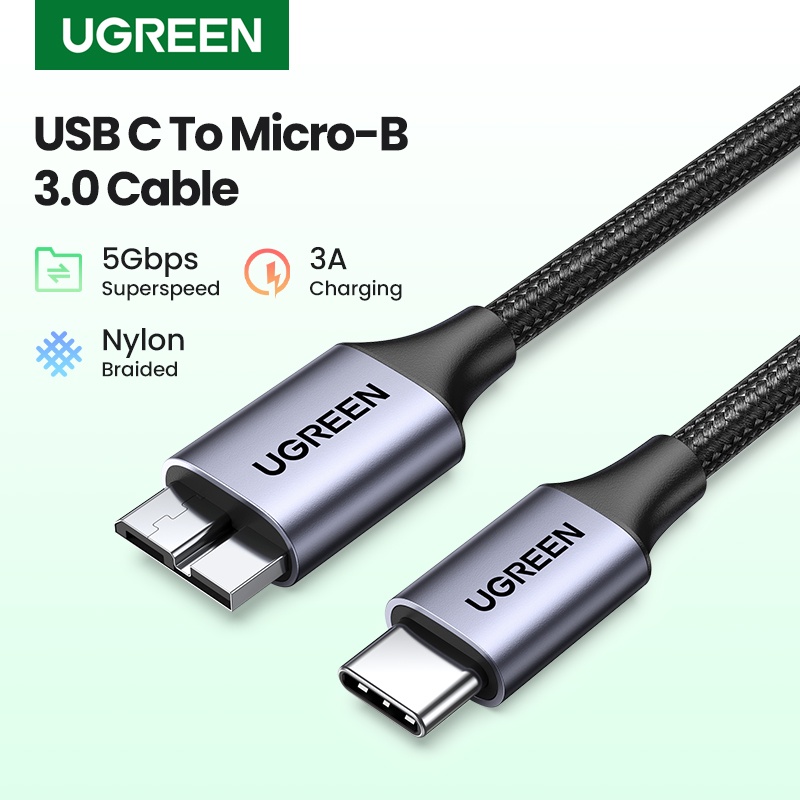 Cáp Ugreen USB C sang Micro B 3.0 5Gbps 3A Dây đồng bộ dữ liệu nhanh cho Macbook Đĩa cứng HDD Vỏ SSD USB Loại C Cáp Micro B | BigBuy360 - bigbuy360.vn