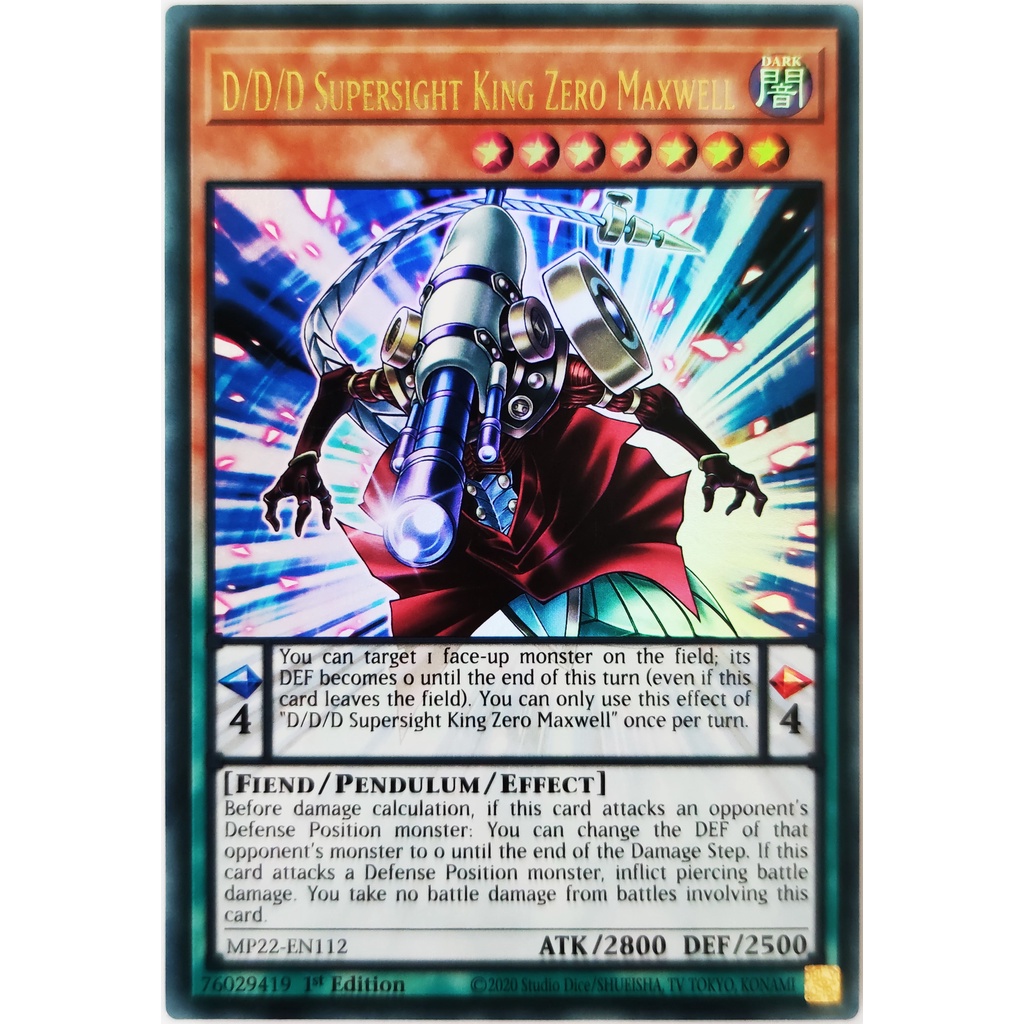 [Thẻ Yugioh] D/D/D Supersight King Zero Maxwell |EN| Ultra Rare