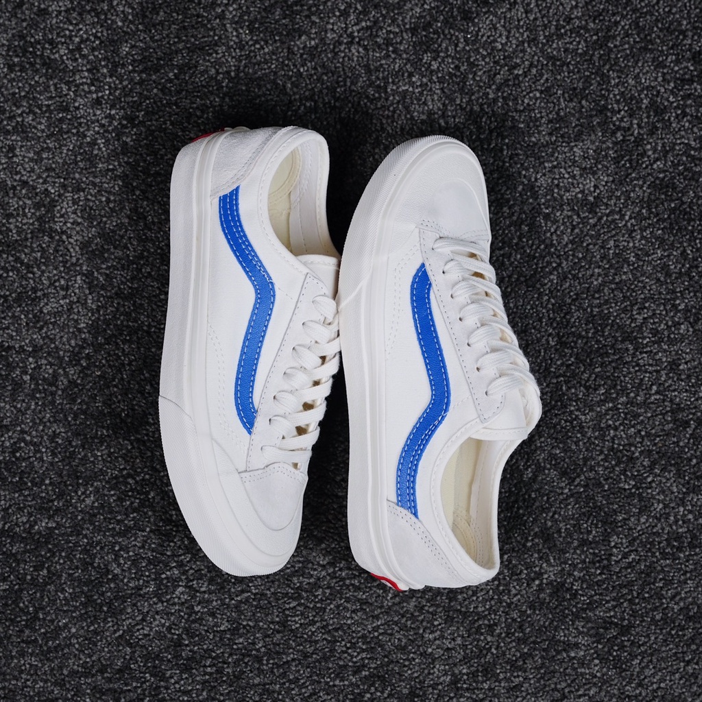 Vans Giày Thể Thao canvas Cổ Thấp Họa Tiết Kẻ Sọc Màu Xanh Dương Phong Cách Cổ Điển Thời Trang Cho Nam Và Nữ-1916
