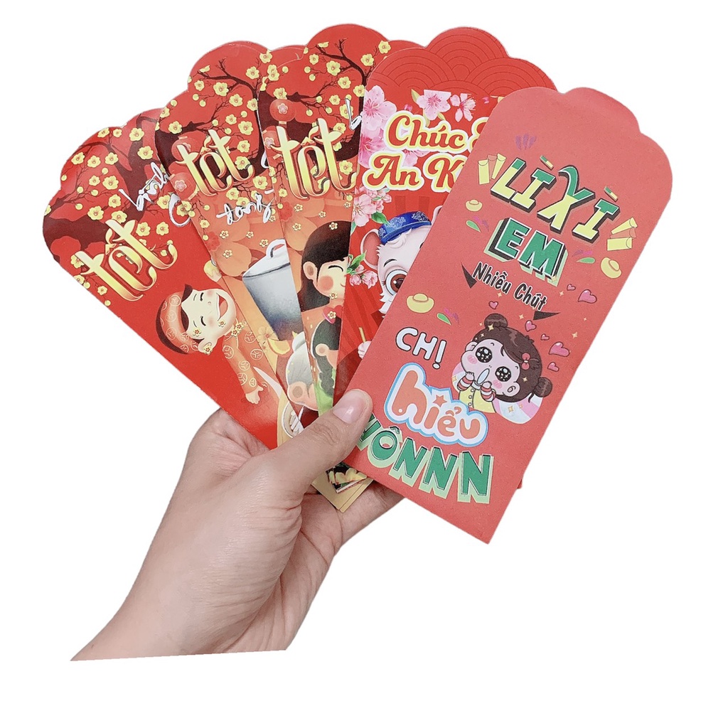 COMBO 5 BAO LÌ XÌ ĐỎ SIZE LỚN MẪU NĂM 2023