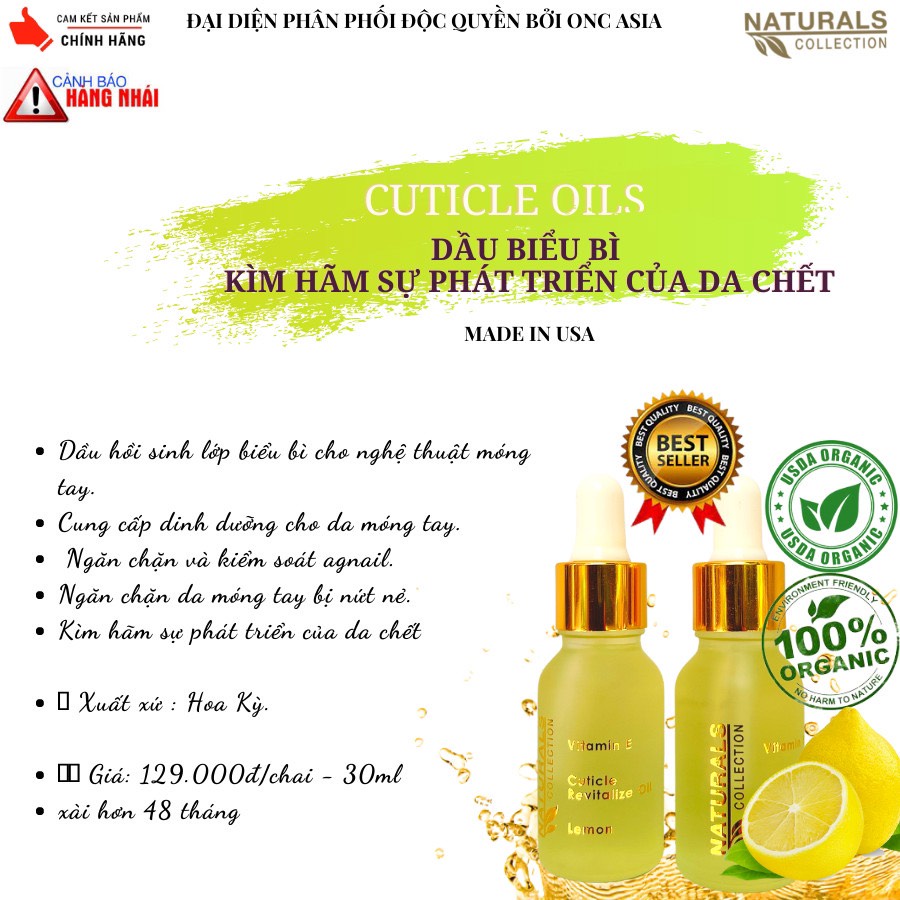 Cuticle Oil - Serum Dưỡng Ẩm, Bảo Vệ Móng NATURALS COLLECTION Chiết Xuất Thiên Nhiên  30ml