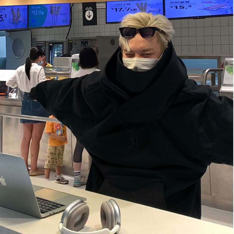 ♞AFF LIGA♞ Áo Hoodie Cổ Cao Dáng Rộng Phong Cách Hàn Quốc Thời Trang Mùa Thu Cho Nam