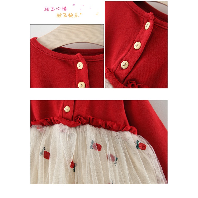 Váy bé gái dài tay thêu trái dứa dễ thương hàng QCCC