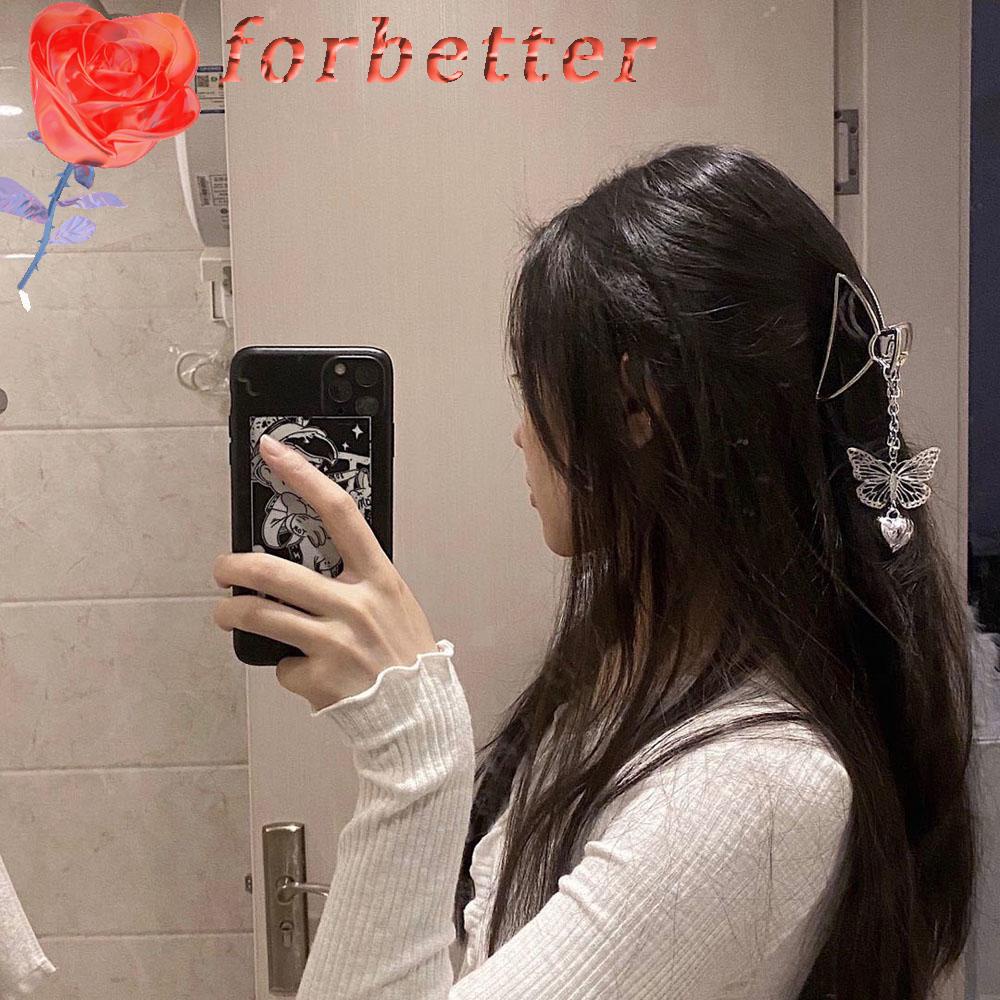 Kẹp tóc thời trang phong cách Hàn Quốc thiết kế lỗ hở với họa tiết hình bướm cổ điển cho phái nữ