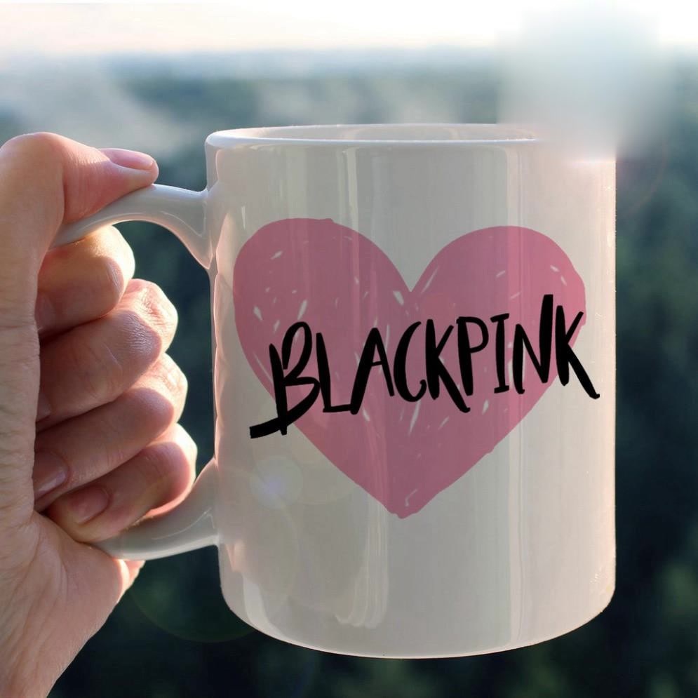 Cốc Caffe In Logo Blackpink Hình Trái Tim - QUÀ TẶNG K-POP