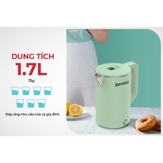 Ấm siêu tốc inox 2 LỚP 1.8L BARETTI BRD181G