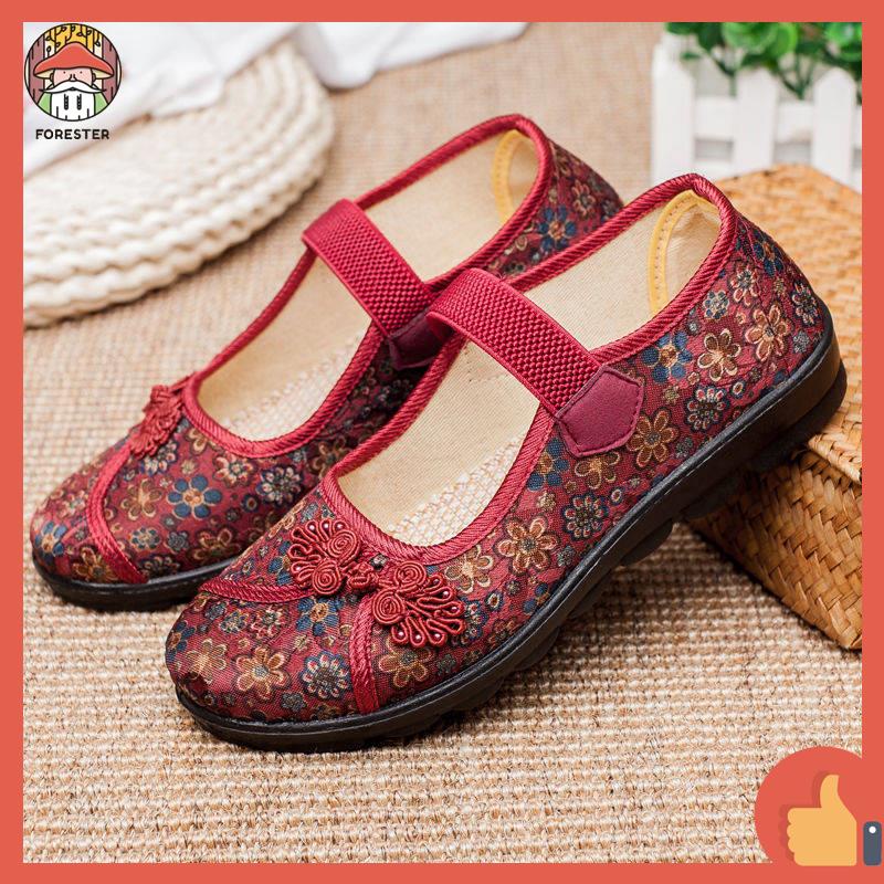 Giày vải nữ đế giày bà già giày đơn chống trượt giày mẹ đế bằng thoải mái