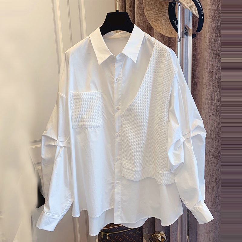 [Giao Ngay] Áo Sơ Mi Giả Hai Lớp Cỡ Lớn 300kg Phong Cách Hong Kong Thời Trang Xuân Thu Cho Nữ