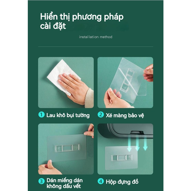 Kệ Đựng Mỹ Phẩm Gắn Tường Không Đục Lỗ Dung Tích Lớn Chống Bụi Cho Nhà Tắm