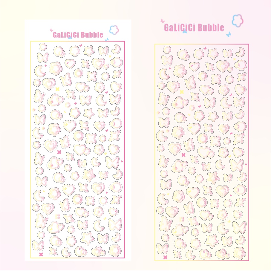 Galici Nhãn Dán Goo Trong Suốt Hình Bướm Bong Bóng Giấc Mơ Chính Hãng DIY