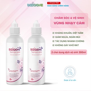 [COMBO] Dung dịch vệ sinh phụ nữ DIZIGONE Sensicare làm sạch vùng kín, khử mùi hôi, ngừa nấm ngứa (2 chai x 300ml)
