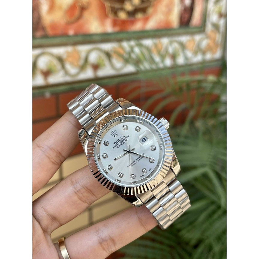 Siêu Phẩm  Đồng hồ nam Rolex - viền Băm mạnh mẽ nam mính dây kim loại chống nước