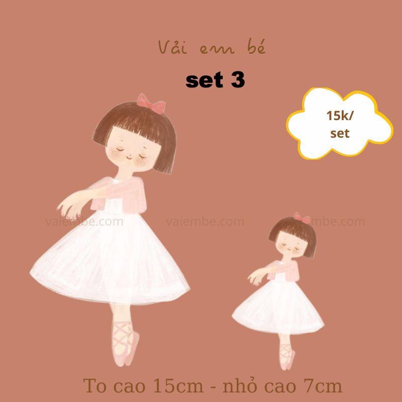 Hình ủi nhiệt trang trí quần áo, pet, stick hình Bé gái múa ba lê cho mẹ và bé