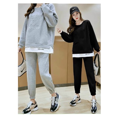 BỘ BẦU VÀ SAU SINH DÀI TAY THU ĐÔNG NỈ DA CÁ IN HỌA TIẾT MICKEY