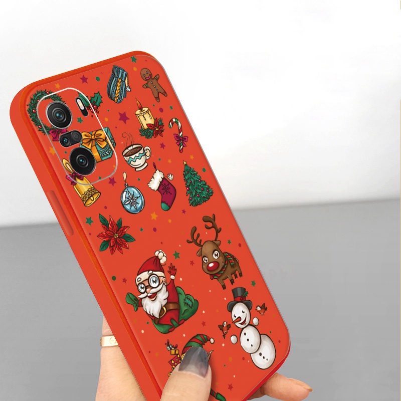 Ốp Điện Thoại Silicon Mềm Viền Vuông Hình Giáng Sinh Năm Mới Cho Xiaomi Redmi Note 10 Pro 9S 9A POCO X3 NFC M3 Pro 5G 2023
