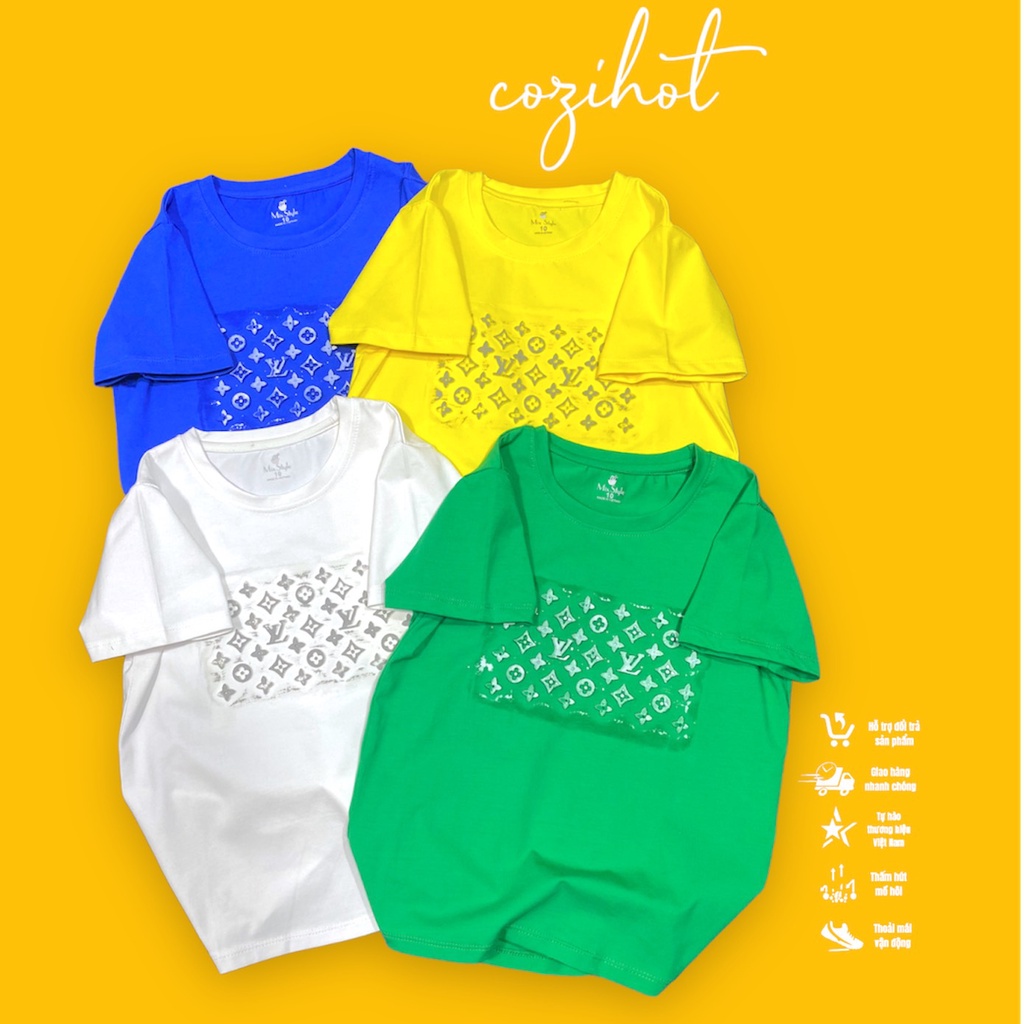Áo thun bé trai ép nổi phun màu lạ mắt, vải cotton mềm mát, thấm hút mồ hôi size cho bé từ 37kg đến 48kg