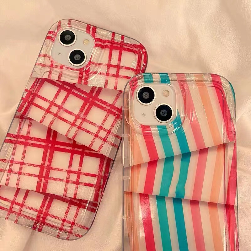 Ốp Điện Thoại Silicon TPU Mềm Trong Suốt Họa Tiết Kẻ Sọc Chống Sốc Cho IPhone 14 13 12 11 Pro XS Max XR X 7 8 6S Plus