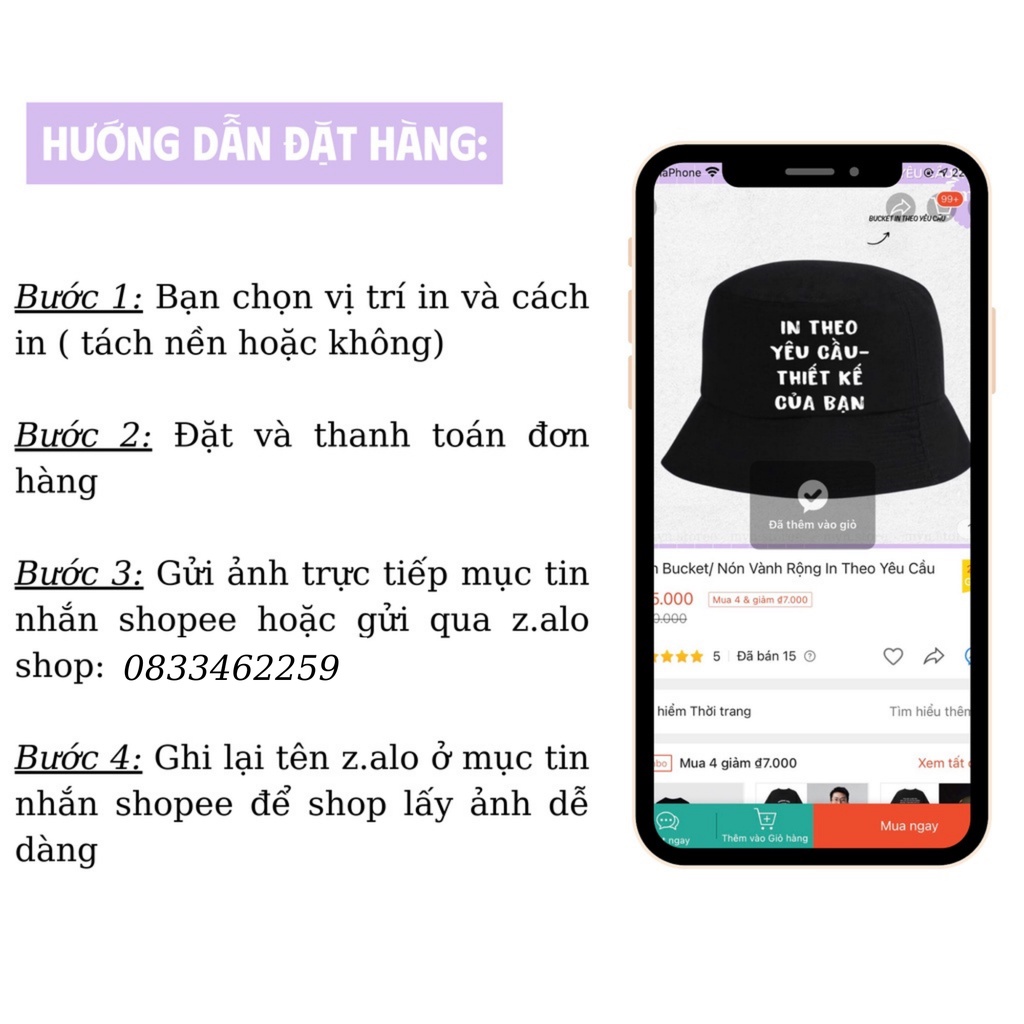 Nón Bucket/ Nón Vành Rộng In Theo Yêu Cầu