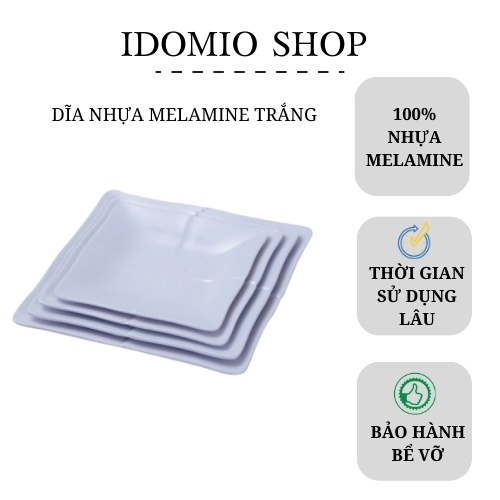Dĩa Nhựa Vuông Màu Trắng Nhiều Size