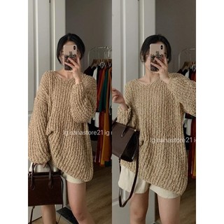 Áo len oversize cổ V Nana21 Nanastore