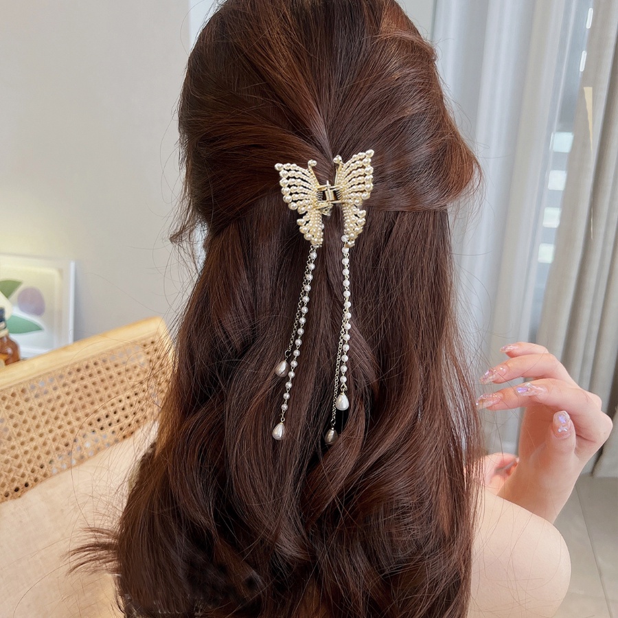 Kẹp Tóc Hình Bướm Đính Ngọc Trai Thời Trang