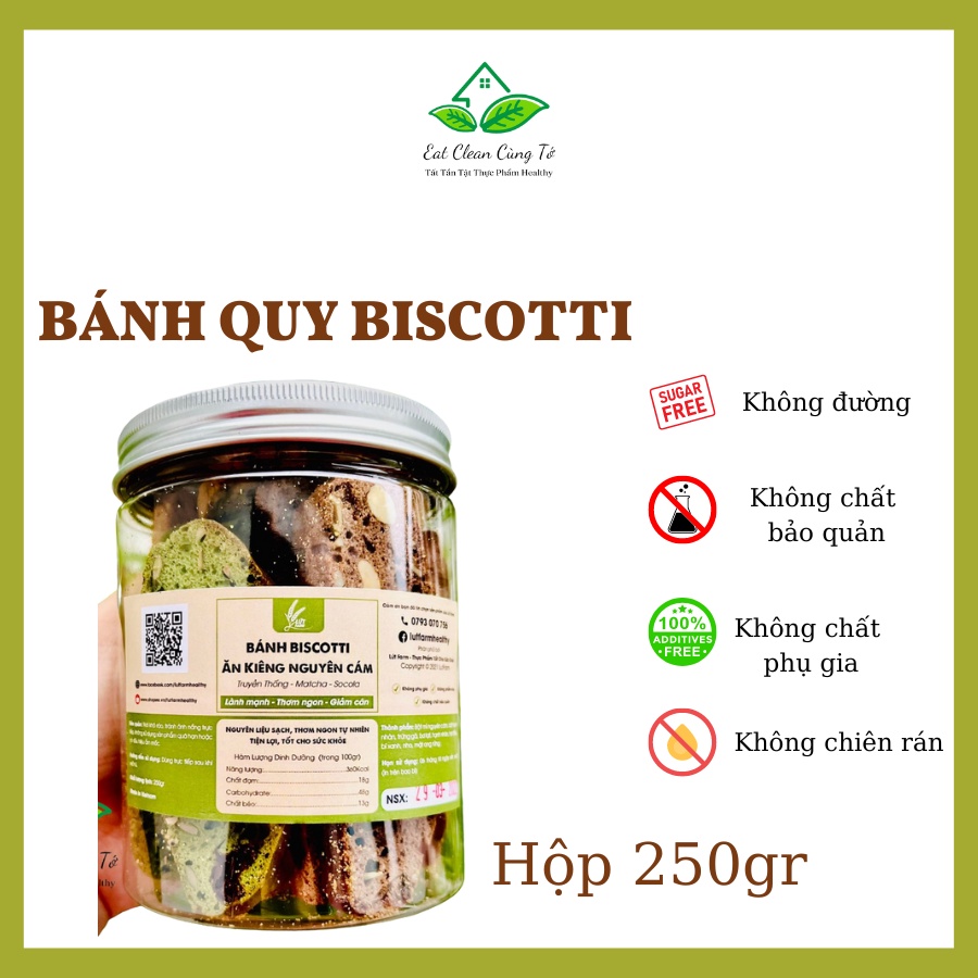 Bánh Biscotti mix 3 vị (vani- matcha- socola), Bánh quy không đường ...