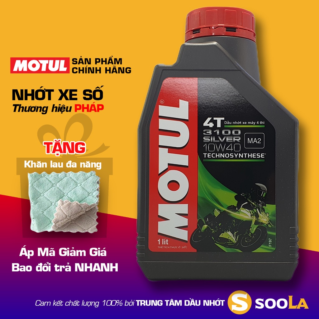 Nhớt xe số, dầu nhớt xe số, xe côn Motul 3100 Silver 10W-40 0.8-1 Lít cao cấp