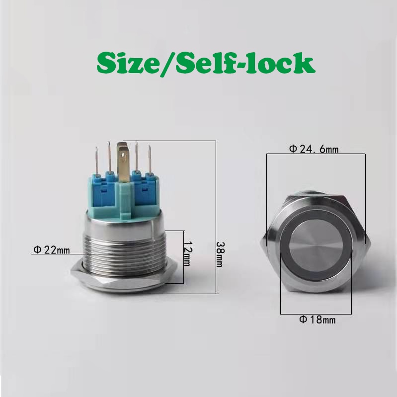 Công Tắc Nhấn Khởi Động 12v 22mm Bằng Thép Không Gỉ 5V 220v Chống Nước Cho Đèn Xe Hơi