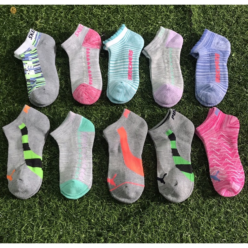 Tất vớ nữ cổ ngắn Puma Skechers VNXK dư xịn dày đẹp sắc màu cá tính