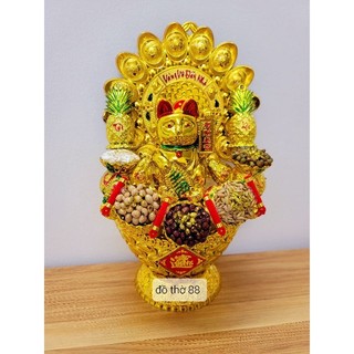 Tháp ngũ đậu ngọc thực mèo pháocao 17cm ngang 16cm
