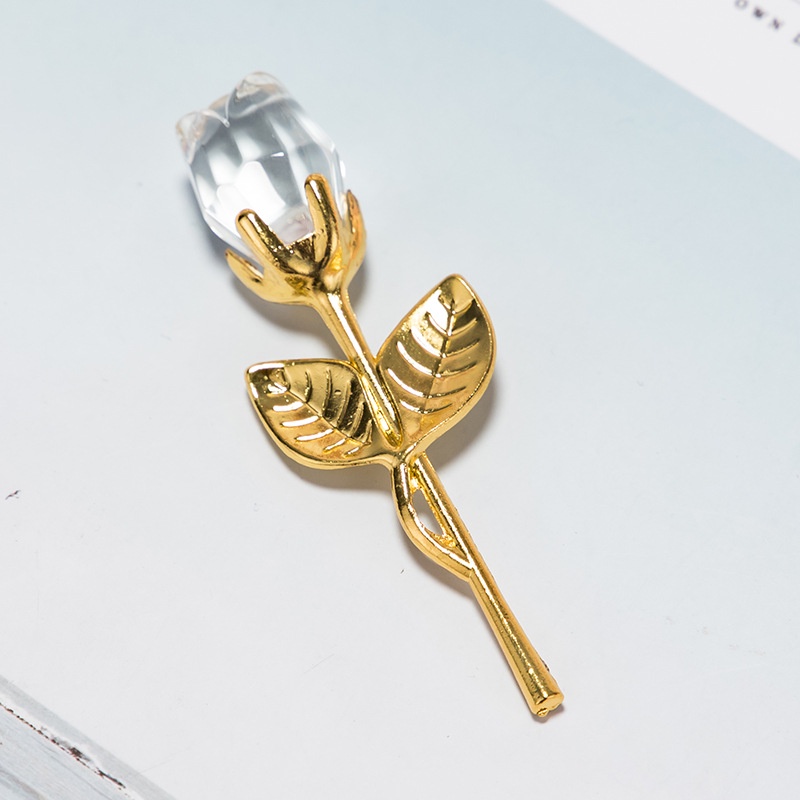 [Có Hộp] Hoa Hồng Bằng Thủy Tinh Mạ Vàng Bạc Trang Trí Đám Cưới Sáng Tạo