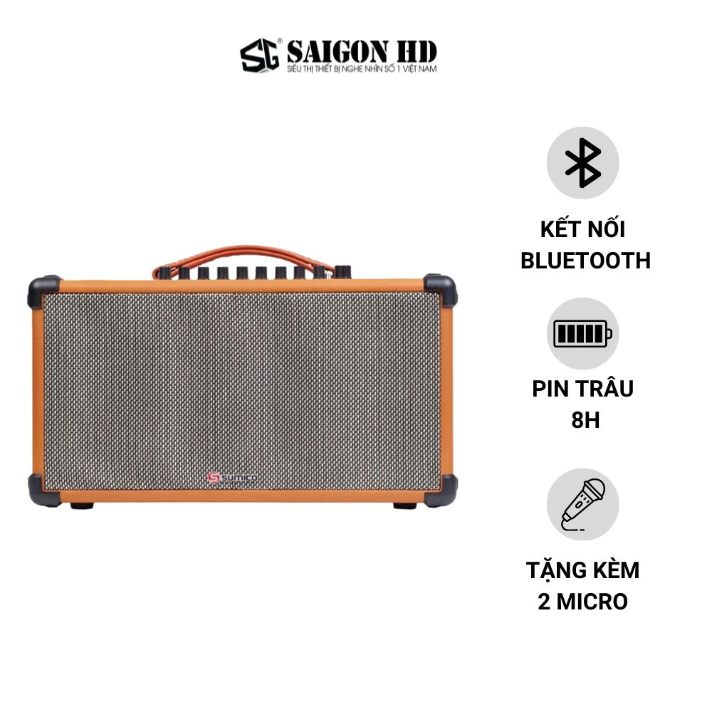 Loa karaoke bluetooth cao cấp SUMICO BT-S52 - Hàng chính hãng, giá tốt, pin 8h, tặng kèm 2 micro