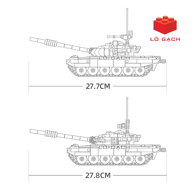 Bộ xếp hình xe tăng T72B3 T72M1 quân đội Liên Xô Nga 770 chi tiết