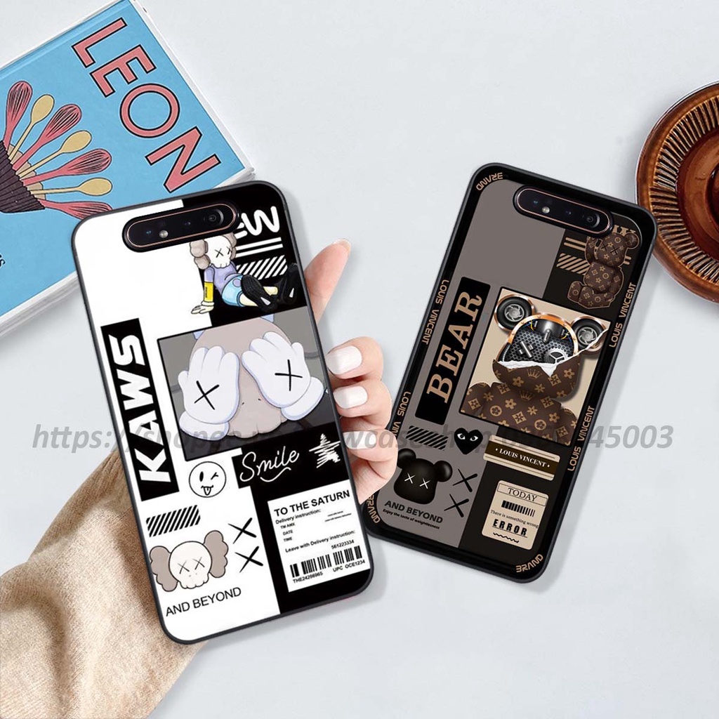 Ốp Samsung A80 in hình 3D Bear Brick,Bear Love,K@ws,Coffee,...