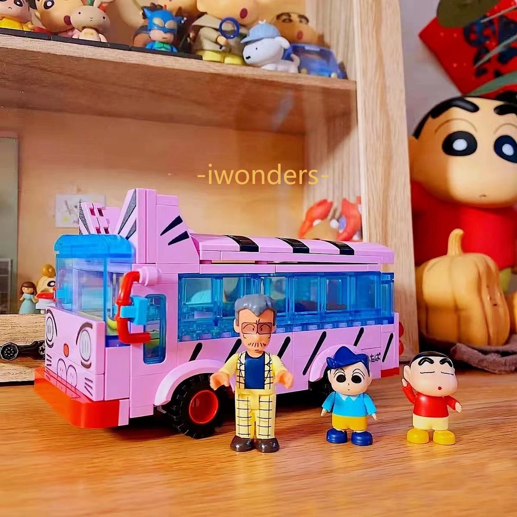 Crayon Shinchan Đi Học Khối Xây Dựng Crayon Shinchan Mua Meatutaba Mẫu Giáo Hoạt Hình Sáng Tạo Tự Làm Đồ Chơi Kids education toys