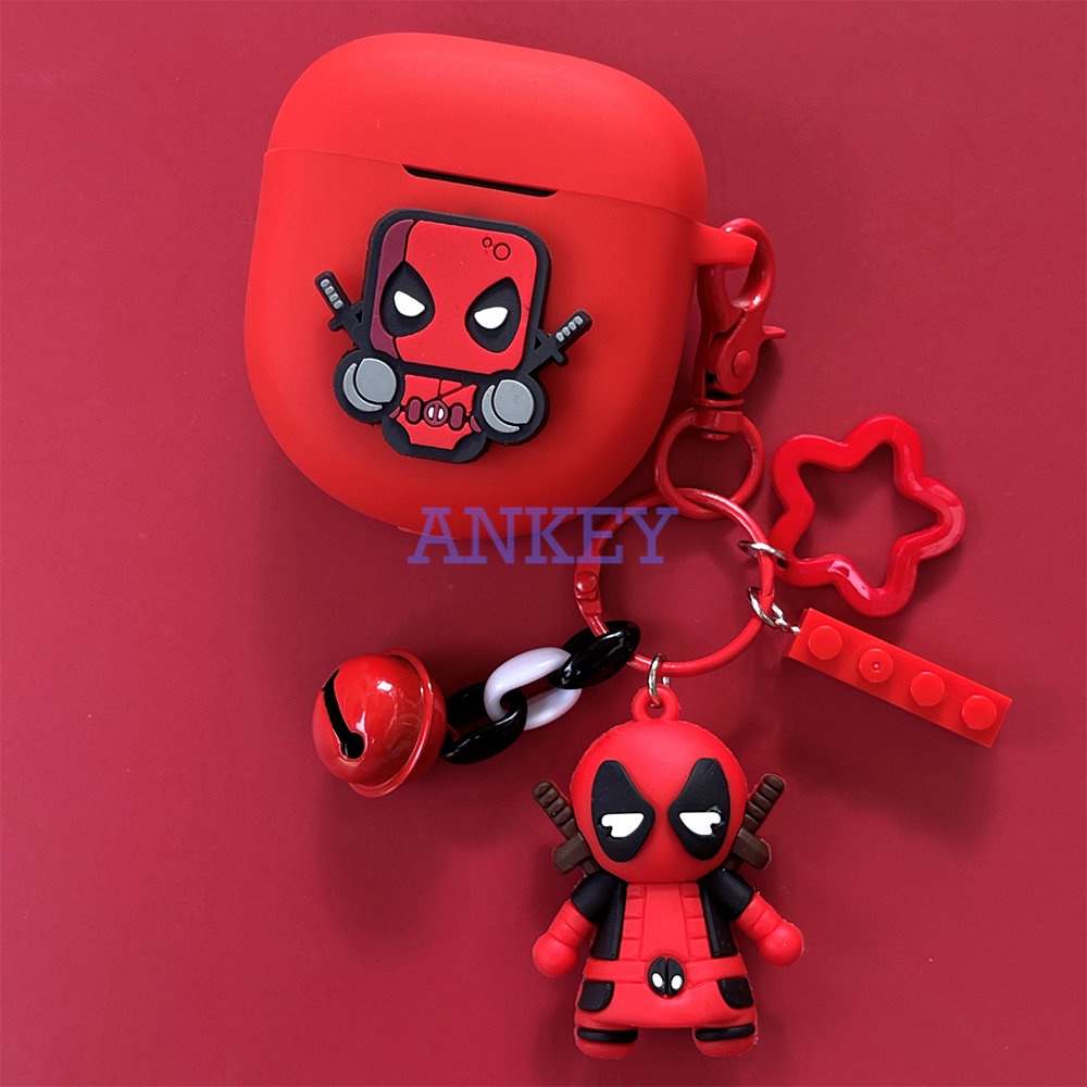 For Bose QuietComfort Ultra Earbuds Case Earphone Cover Red Deadpool with Keychain for BOSE QC Earbuds 2 Noise Canceling Earphone Charging Case